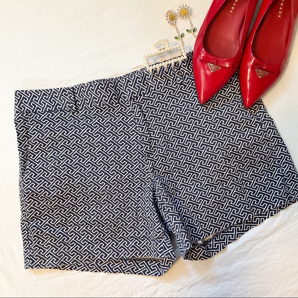 Banana Republic Navy Blue & White Printed Shorts